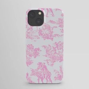 Pink Toile De Jouy Print iPhone 14 Case
